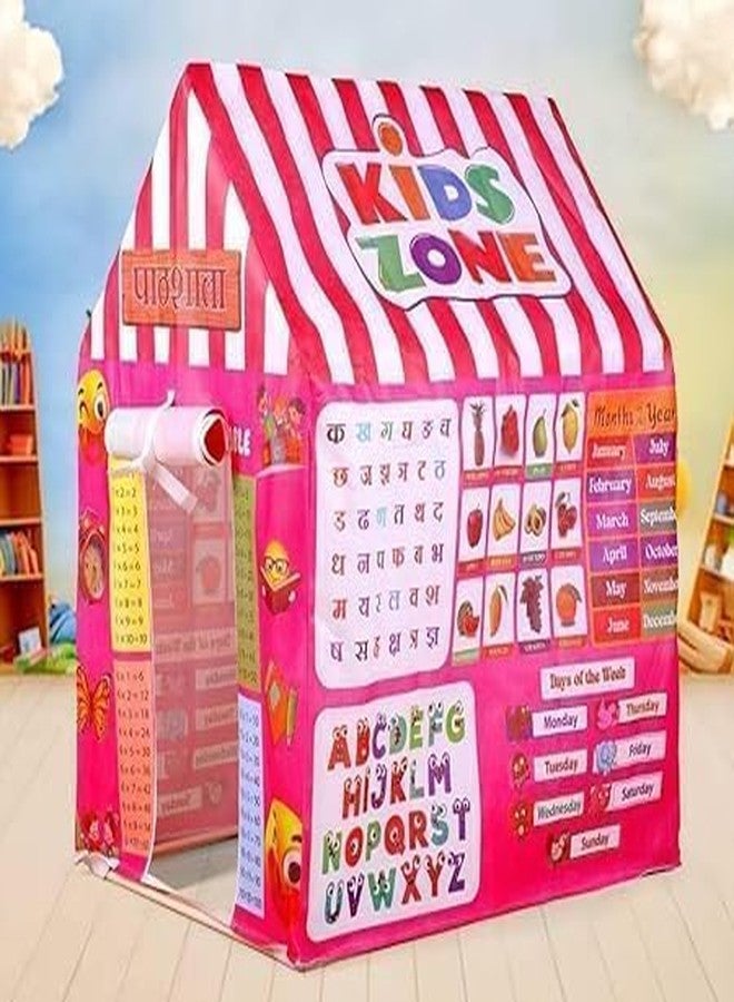 Yancorp Kids Educational Children's Indoor Tent, Multiplication Tables, English Alphabet, Hindi Alphabets, Days and Months Learning Chart, Pink - Image 3